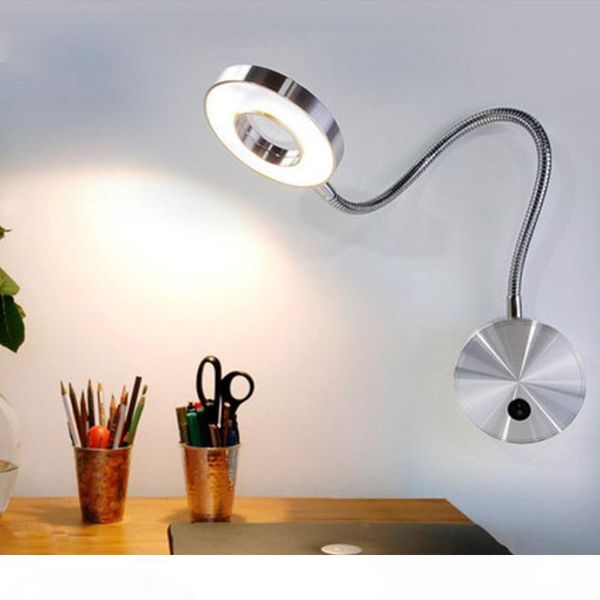 

Book Lights 5W LED Hoses Wall Lamp Flexible Home Hotel Bedside Reading Lamp Modern Fashion Aluminum LED Bulbs
