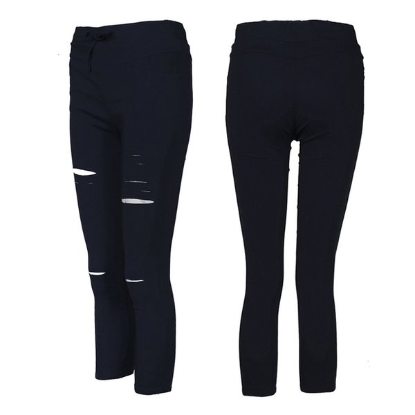 summer high waist denim jeans leggings women tie rope solid color tattered hole pencil pants casual leggings plus size polyester trousers, Black
summer high waist denim jeans leggings women tie rope solid color tattered hole pencil pants casual leggings plus size polyester trousers, Black