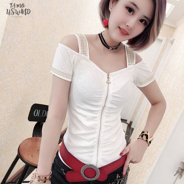 off shoulder diamonds zipper tshirt spring summer women hollow out slash neck short sleeve shirt clothes t93702, White
off shoulder diamonds zipper tshirt spring summer women hollow out slash neck short sleeve shirt clothes t93702, White