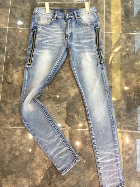 new arrivals luxyry mens design am-jeans button zipper mens slim casual pants high street destroyed biker denim size w29-w40, Blue
new arrivals luxyry mens design am-jeans button zipper mens slim casual pants high street destroyed biker denim size w29-w40, Blue
