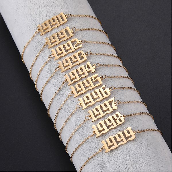 1980 to 2020 Birth Year Number Charm Bracelets for Women Stainless Steel Gold Color Chain Link Bracelet Fashion Jewelry
1980 to 2020 Birth Year Number Charm Bracelets for Women Stainless Steel Gold Color Chain Link Bracelet Fashion Jewelry