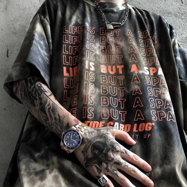 national tide tie-dye gradient color short-sleeved t-shirt men's tide brand funeral hip-hop lazy wind loose shoulder five-point sleeve, White;black
national tide tie-dye gradient color short-sleeved t-shirt men's tide brand funeral hip-hop lazy wind loose shoulder five-point sleeve, White;black