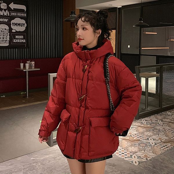 women's jacket off-season down jacket short 2020 korean style thickened loose white duck down cropped buckle, Black
women's jacket off-season down jacket short 2020 korean style thickened loose white duck down cropped buckle, Black