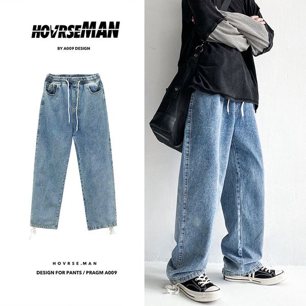 men's jeans korean straight fashion casual retro drawstring pants men streetwear loose hip hop denim trousers mens -5xl, Blue
men's jeans korean straight fashion casual retro drawstring pants men streetwear loose hip hop denim trousers mens -5xl, Blue