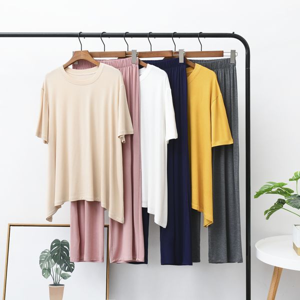 dh9ml summer new women's new modal home clothes suit pajamas round collar short-sleeved trousers wide-leg pants contrast color home clo, Blue;red
dh9ml summer new women's new modal home clothes suit pajamas round collar short-sleeved trousers wide-leg pants contrast color home clo, Blue;red