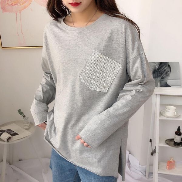 the new false diamond pocket sleeve pocket drilling head before long and short sleeved t-shirt and long sections irregular shirt, Black
the new false diamond pocket sleeve pocket drilling head before long and short sleeved t-shirt and long sections irregular shirt, Black