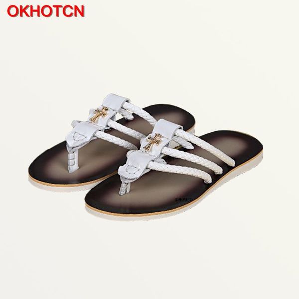 fashion men flip flops summer plus size 46 leather non-slip beach shoes poplar braided strips with metal decoration men slippers, Black
fashion men flip flops summer plus size 46 leather non-slip beach shoes poplar braided strips with metal decoration men slippers, Black