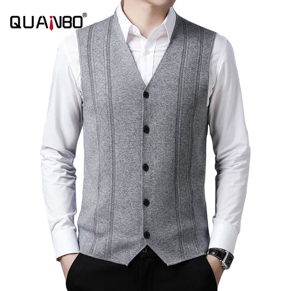 quanbo 2020 autumn winter men's sheep wool v-neck sweater vest fashion casual thin solid color sleeveless vest, Black;white
quanbo 2020 autumn winter men's sheep wool v-neck sweater vest fashion casual thin solid color sleeveless vest, Black;white