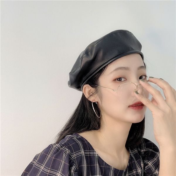 all-match black pu leather painter's beret women's british painter hat korean leisure beret hat tide, Blue;gray
all-match black pu leather painter's beret women's british painter hat korean leisure beret hat tide, Blue;gray