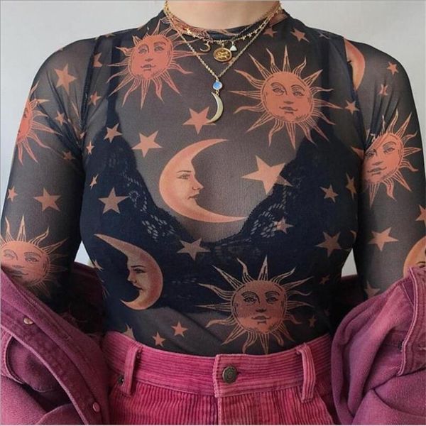 2020 spring new transparent mesh t shirt women cap sleeve sun moon printed crew neck long sleeve shirt women basic casual, White
2020 spring new transparent mesh t shirt women cap sleeve sun moon printed crew neck long sleeve shirt women basic casual, White