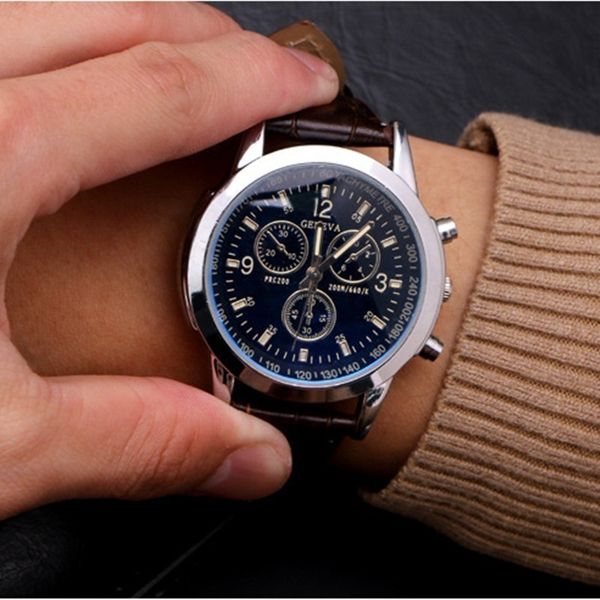 fashion men's quartz watch business watch three-eye casual imitation leather strap sports wristwatch relojes, Slivery;brown
fashion men's quartz watch business watch three-eye casual imitation leather strap sports wristwatch relojes, Slivery;brown
