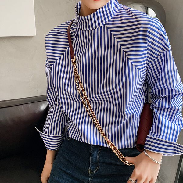 women's blouses & shirts autumn 2021 blue and white striped shirt all-match semi-high collar pullover design sense minority chiffon 525
women's blouses & shirts autumn 2021 blue and white striped shirt all-match semi-high collar pullover design sense minority chiffon 525