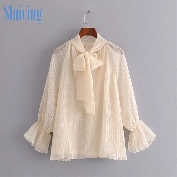 women's blouses & shirts sluicing 2021 summer white casual fashion shirt office dot loose flared sleeve bow chiffon women
women's blouses & shirts sluicing 2021 summer white casual fashion shirt office dot loose flared sleeve bow chiffon women