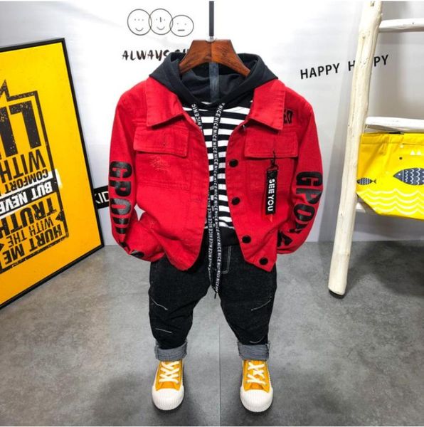 kids clothing sets fashion style children clothing 2-6years baby sets boys denim jacket + striped hoodie + jeans 3pcs, White
kids clothing sets fashion style children clothing 2-6years baby sets boys denim jacket + striped hoodie + jeans 3pcs, White