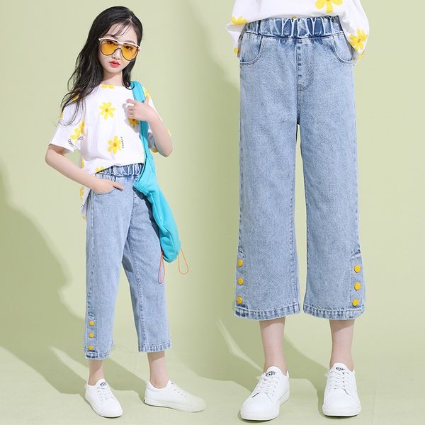 girls' capri jeans wide leg jeans 2020 new korean style medium and large children's foreign style casual wide leg pants thin pants, Blue
girls' capri jeans wide leg jeans 2020 new korean style medium and large children's foreign style casual wide leg pants thin pants, Blue