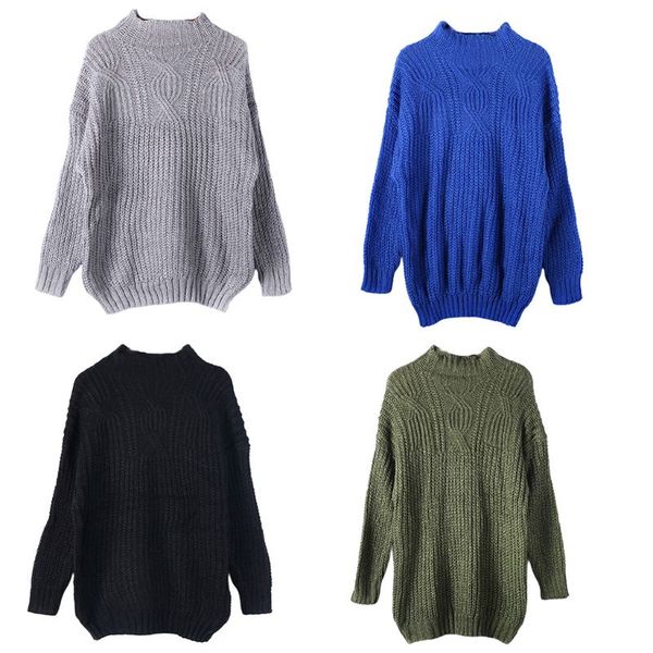 women autumn winter warm high neck twist knitted sweater casual long sleeve pullover tunic jumper, White;black
women autumn winter warm high neck twist knitted sweater casual long sleeve pullover tunic jumper, White;black