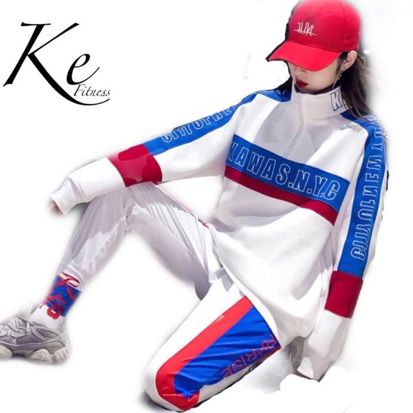 ke 2020 spring new korean women's stitching letter printing loose casual sports suit hip-hop dance clothes tracksuit sports wear, White;black
ke 2020 spring new korean women's stitching letter printing loose casual sports suit hip-hop dance clothes tracksuit sports wear, White;black
