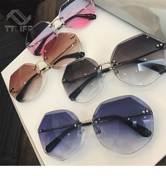 ttlife rimless sunglasses cutting lens sunglasses for women female polygon sun glasses gradient color thin shadow purple eyewear, White;black
ttlife rimless sunglasses cutting lens sunglasses for women female polygon sun glasses gradient color thin shadow purple eyewear, White;black