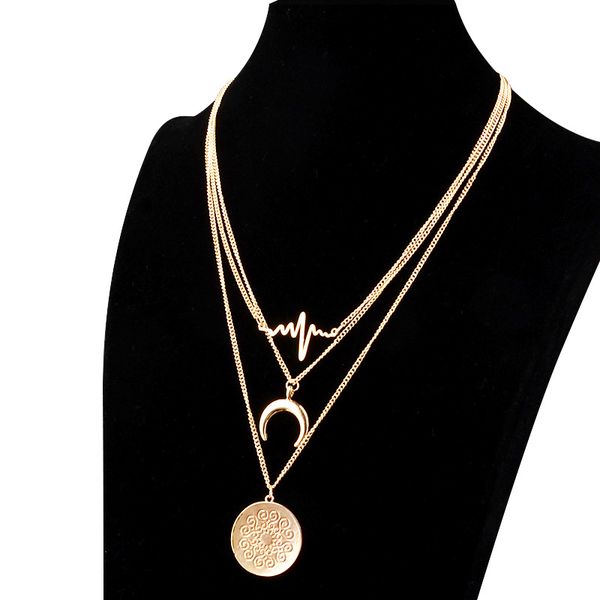 layered electrocardiogram crescent moon pendant necklace women gold color round coin carved flower heartbeat necklace jewelry wholesale, Silver
layered electrocardiogram crescent moon pendant necklace women gold color round coin carved flower heartbeat necklace jewelry wholesale, Silver