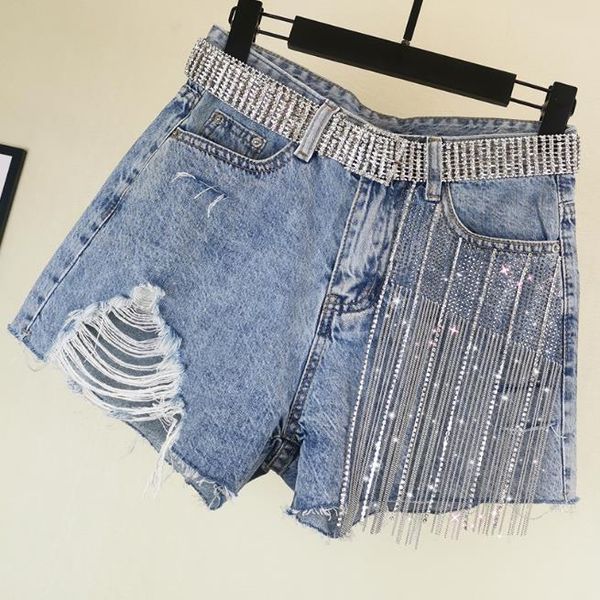 women's shorts 2021 summer fashion jeans wide-leg heavy work women drilling tassel hole high waist denim, White;black
women's shorts 2021 summer fashion jeans wide-leg heavy work women drilling tassel hole high waist denim, White;black