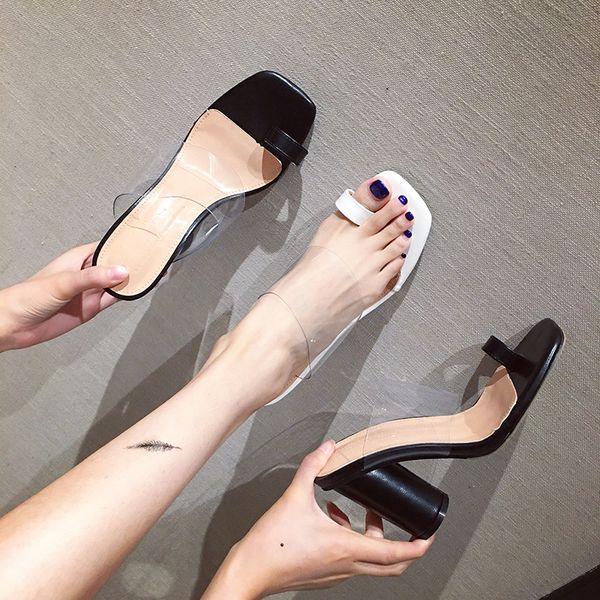 mules for women 2020 rubber flip flops square heel transparent slippers summer women's shoes pantofle slides low fashion, Black
mules for women 2020 rubber flip flops square heel transparent slippers summer women's shoes pantofle slides low fashion, Black