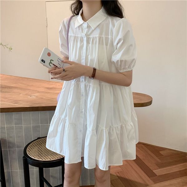 casual dresses mori girl blouses dress women white japanese style shirt loose streetwear short sleeve pleated robe, Black;gray
casual dresses mori girl blouses dress women white japanese style shirt loose streetwear short sleeve pleated robe, Black;gray