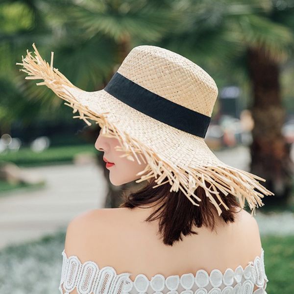 summer sun with a wide brim ribbon holiday ladies raffia straw hat fringe fashion women beach hats gorra hombre y200619, Blue;gray
summer sun with a wide brim ribbon holiday ladies raffia straw hat fringe fashion women beach hats gorra hombre y200619, Blue;gray