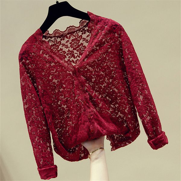 women's blouses & shirts 2021 autumn fashion women and blouse long sleeve solid color lace casual lady v-neck hollow out clothes blusa, White
women's blouses & shirts 2021 autumn fashion women and blouse long sleeve solid color lace casual lady v-neck hollow out clothes blusa, White