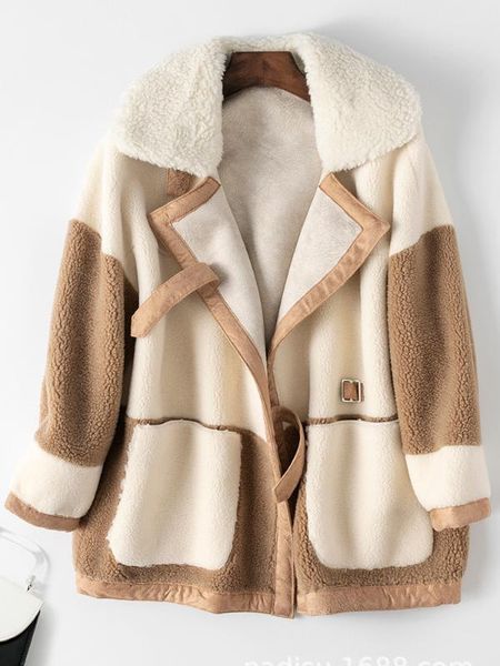 women coat fur jacket new fashion harajuku winter spring sheep shearing parka wool blends overcoat ladies outerwear, Black
women coat fur jacket new fashion harajuku winter spring sheep shearing parka wool blends overcoat ladies outerwear, Black