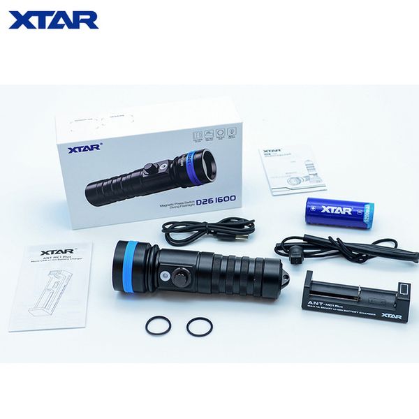 

flashlights torches xtar d26 1600 diving cree xhp35-hi d4 lumen beam distance 432 meter magnetic switch torch 100 depth