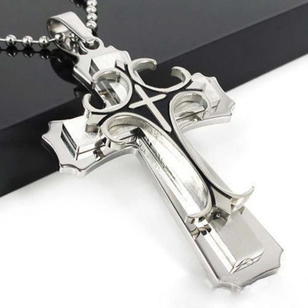 new fashion titanium steel three layers of the cross necklace for woman stainless steel jewelry, Silver
new fashion titanium steel three layers of the cross necklace for woman stainless steel jewelry, Silver