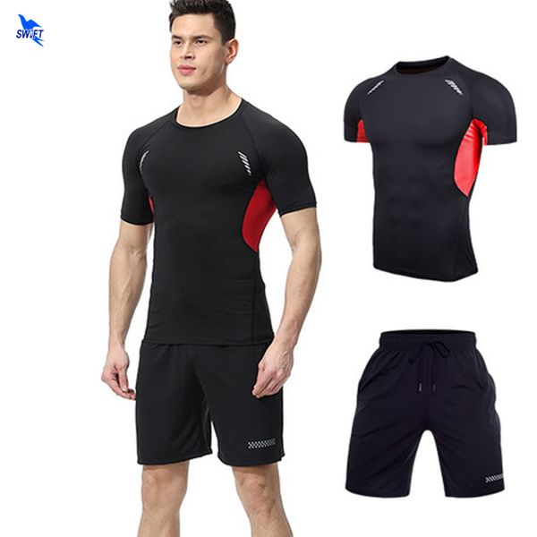 men running set traning male lightweight 2 piece suit fitness shirt+shorts patchwork basketball tracksuit quick dry gym clothing, Black;blue
men running set traning male lightweight 2 piece suit fitness shirt+shorts patchwork basketball tracksuit quick dry gym clothing, Black;blue