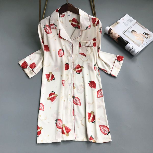 women summer nightgown silky turn-down collar white shirt kimono bathrobe gown strawberry print causal sleepshirts l-xl, Black;red
women summer nightgown silky turn-down collar white shirt kimono bathrobe gown strawberry print causal sleepshirts l-xl, Black;red