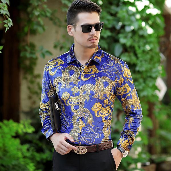 new fashion velvet 2020 slim fit man dress casual long sleeve dragon pattern shirts -4xl, White;black
new fashion velvet 2020 slim fit man dress casual long sleeve dragon pattern shirts -4xl, White;black