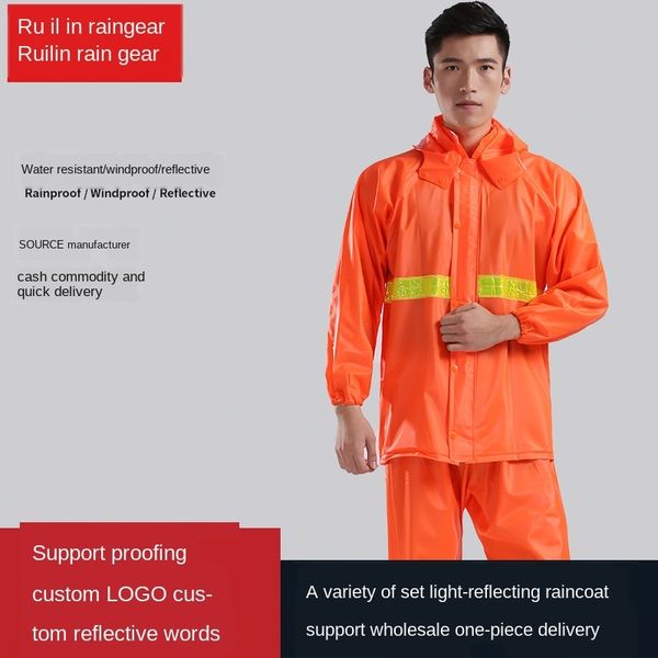 orange reflective split raincoat labor protection suit pants suit sanitation duty raincoat and rain pants set, Red;brown
orange reflective split raincoat labor protection suit pants suit sanitation duty raincoat and rain pants set, Red;brown