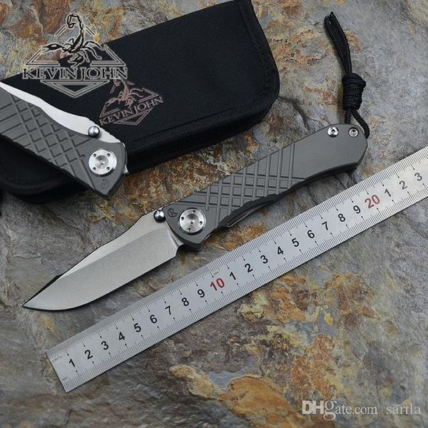 

Kevin john M390 folding knife CR Umnumzaan titanium handle camping hunting survival pocket knives EDC tools for gift and colletions