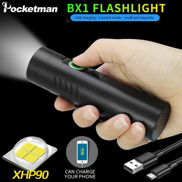 Powerful Usb Rechargeable With Built-in Battery Waterproof Led Torch Used As Power Bank 3 Modes Hand Light