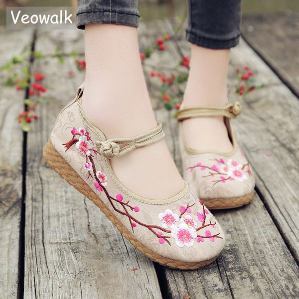 veowalk plum embroidered women casual cotton fabric ballet flats handmade ladies comfort canvas espadrilles platform shoes, Black
veowalk plum embroidered women casual cotton fabric ballet flats handmade ladies comfort canvas espadrilles platform shoes, Black