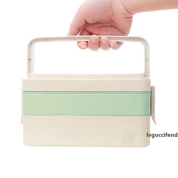natural wheat straw lunch box 2-3 layers bento box eco-friendly natural portable handle japanese food container storage box lunchbox