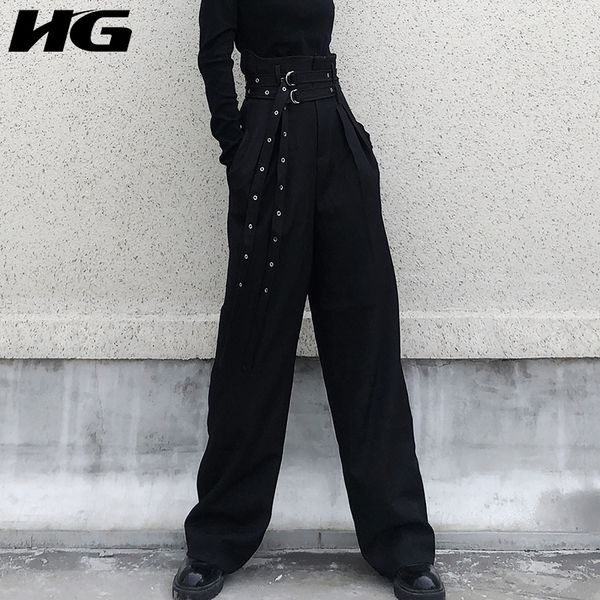 hg black wide leg pants women loose fashion personality lacing 2020 new autumn high waist pants goddess fan streetwear zp2201, Black;white
hg black wide leg pants women loose fashion personality lacing 2020 new autumn high waist pants goddess fan streetwear zp2201, Black;white