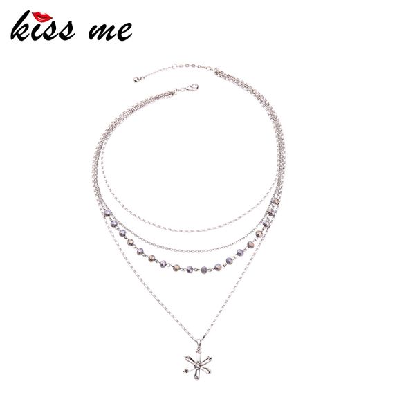 kiss me exquisite glass flower layered pendant necklace for women gifts different types chains alloy necklace fashion accessory, Silver
kiss me exquisite glass flower layered pendant necklace for women gifts different types chains alloy necklace fashion accessory, Silver