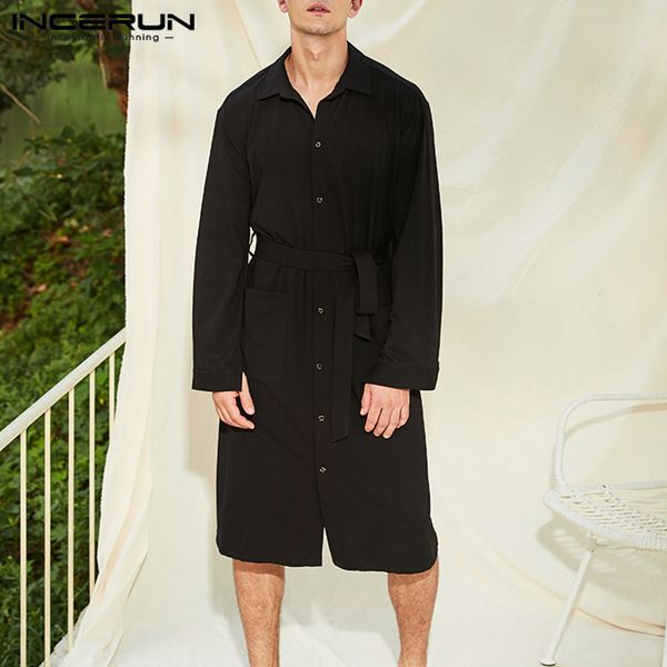 incerun fashion men robes homewear solid long sleeve lapel pockets casual nightgown dress 2020 bathrobes men clothes with belt 7, Black;brown
incerun fashion men robes homewear solid long sleeve lapel pockets casual nightgown dress 2020 bathrobes men clothes with belt 7, Black;brown