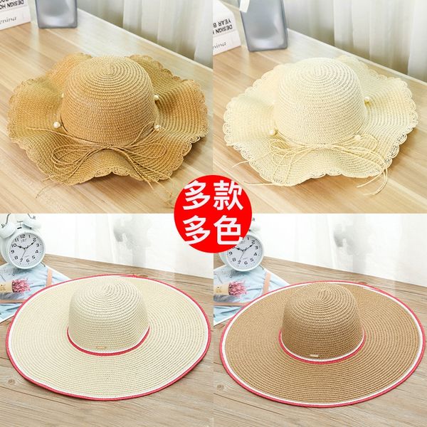 2019 new beach straw sun shade sun hat fashion korean women's embroidered beach straw hat with big eaves, Blue;gray
2019 new beach straw sun shade sun hat fashion korean women's embroidered beach straw hat with big eaves, Blue;gray