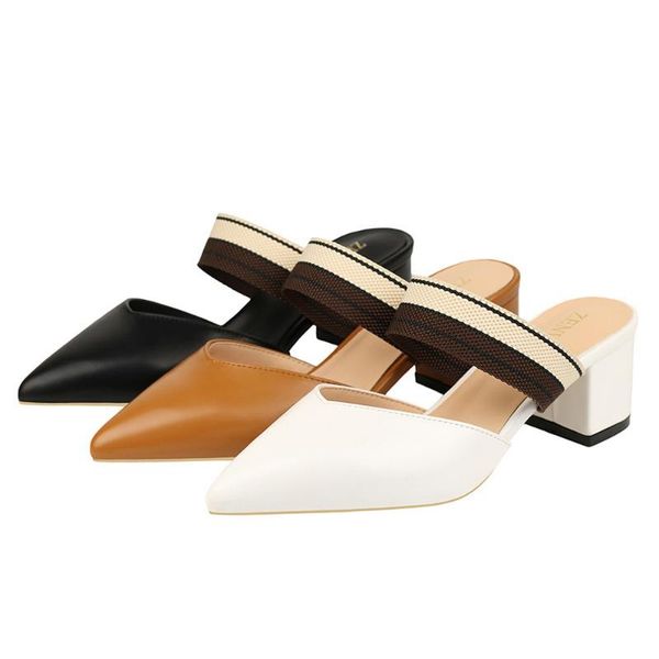 new summer women's mules shoes fashion leather low-cut vamp backless shoes woman thick heel pointy-toe pump outdoor sandals, Black
new summer women's mules shoes fashion leather low-cut vamp backless shoes woman thick heel pointy-toe pump outdoor sandals, Black