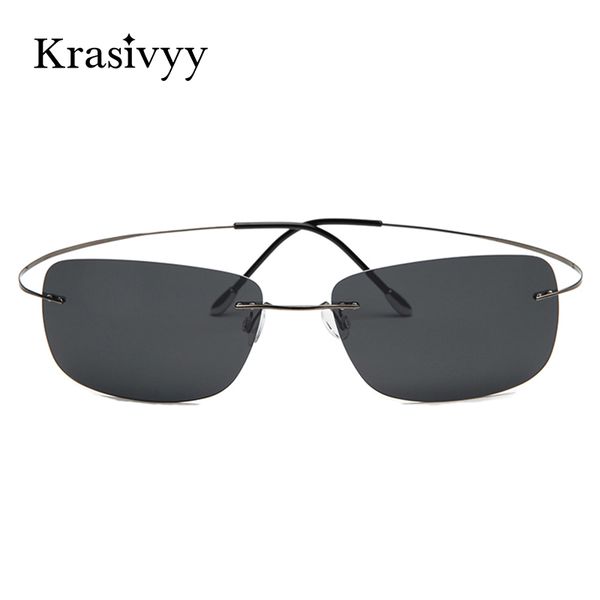 krasivyy rimless square polarized sunglasses men driving brand design ultralight pure titanium sun glasses, White;black
krasivyy rimless square polarized sunglasses men driving brand design ultralight pure titanium sun glasses, White;black
