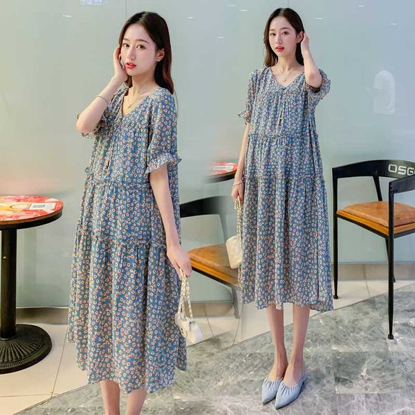 9003# 2020 summer floral printed chiffon maternity long dress plus size loose straight clothes for pregnant women pregnancy, White
9003# 2020 summer floral printed chiffon maternity long dress plus size loose straight clothes for pregnant women pregnancy, White