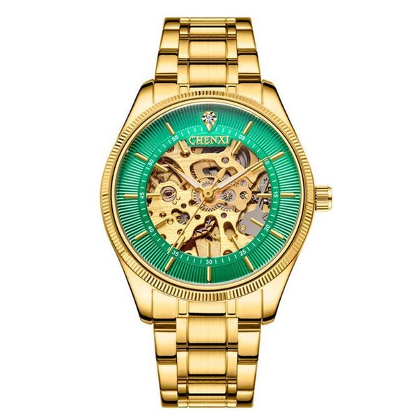 CHENXI Skeleton Hollow Out Mechanical Automatic Wristwatch Gold Analog Dial Face Analog Dial Face Stainless Steel Buckle Folding Buckle
CHENXI Skeleton Hollow Out Mechanical Automatic Wristwatch Gold Analog Dial Face Analog Dial Face Stainless Steel Buckle Folding Buckle