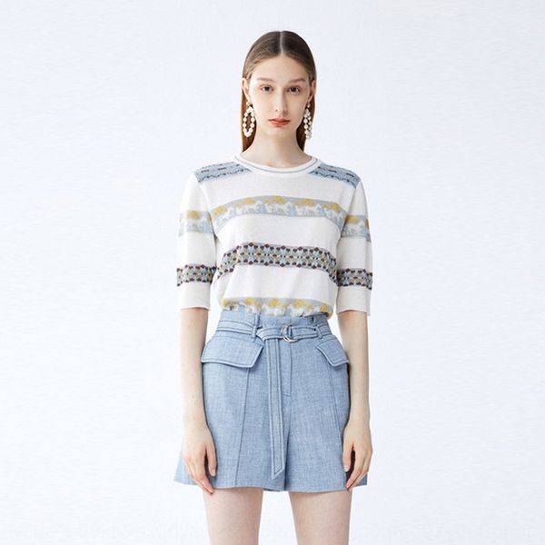 2020 summer new fashion coat knit striped printed loose stretch outer wear half sleeve knitwear women's 9c50206056, White
2020 summer new fashion coat knit striped printed loose stretch outer wear half sleeve knitwear women's 9c50206056, White