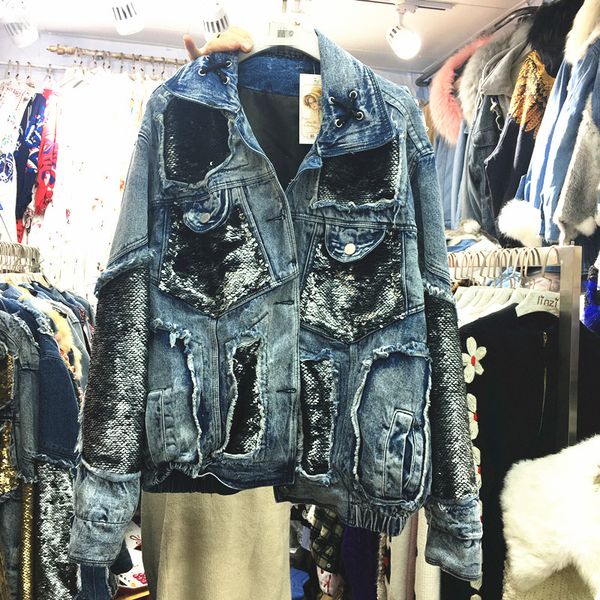 sequins spliced denim jacket women harajuku accessories loose fashion bf short jean coat autumn jeans coat mujer chaqueta, Black;brown
sequins spliced denim jacket women harajuku accessories loose fashion bf short jean coat autumn jeans coat mujer chaqueta, Black;brown