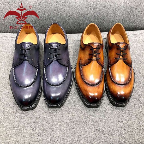 100% genuine leather men oxford shoes, derby dress shoes in patina grey/orange color, Black
100% genuine leather men oxford shoes, derby dress shoes in patina grey/orange color, Black